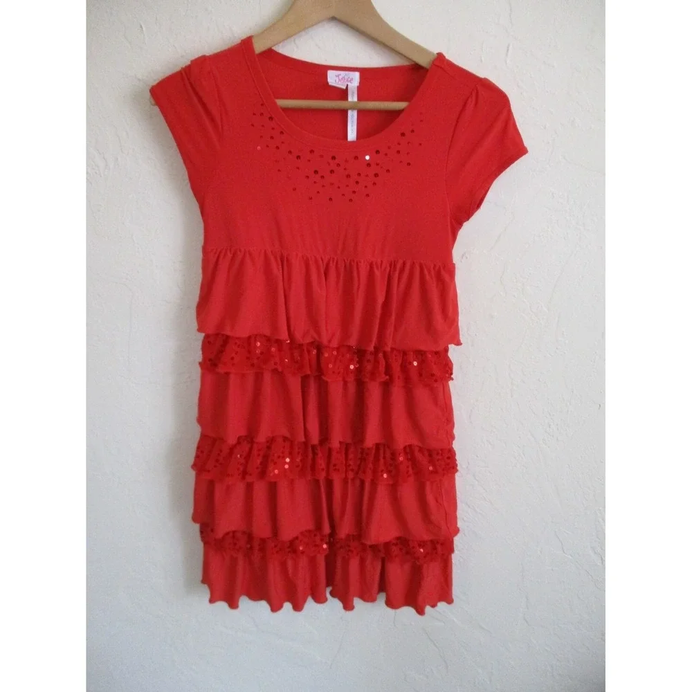 JUSTICE  RED SEQUIN LAYERED DRESS Girl's 12